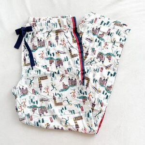 Aerie White Christmas Village Print Flannel Pajama Pants